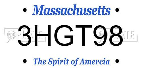 3HGT98 Massachusetts License Plate