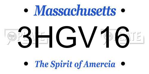 3HGV16 Massachusetts License Plate
