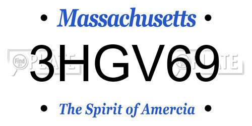 3HGV69 Massachusetts License Plate