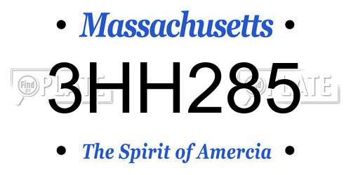 3HH285 Massachusetts License Plate