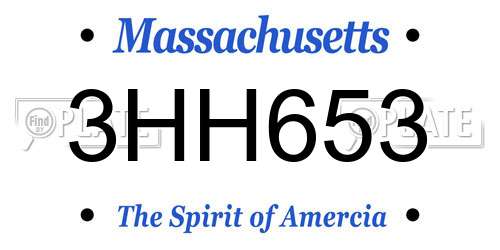 3HH653 Massachusetts License Plate