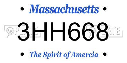 3HH668 Massachusetts License Plate