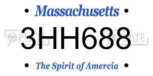 3HH688 Massachusetts License Plate
