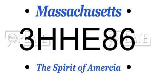 3HHE86 Massachusetts License Plate
