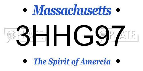 3HHG97 Massachusetts License Plate