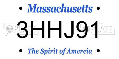3HHJ91 Massachusetts License Plate