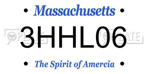 3HHL06 Massachusetts License Plate