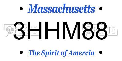 3HHM88 Massachusetts License Plate