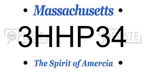3HHP34 Massachusetts License Plate
