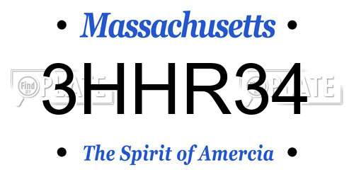 3HHR34 Massachusetts License Plate