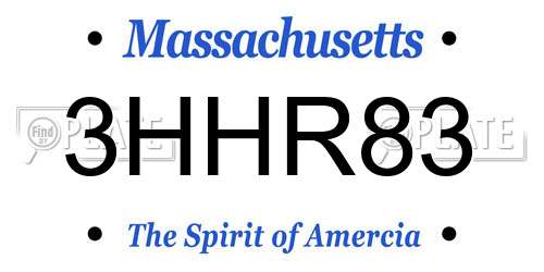 3HHR83 Massachusetts License Plate