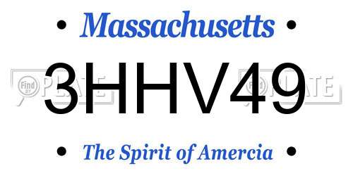 3HHV49 Massachusetts License Plate