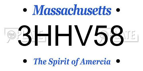 3HHV58 Massachusetts License Plate