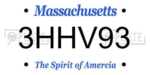 3HHV93 Massachusetts License Plate