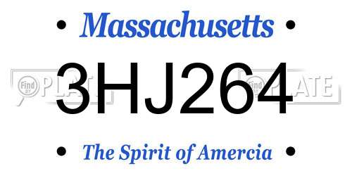 3HJ264 Massachusetts License Plate