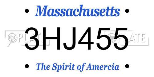 3HJ455 Massachusetts License Plate