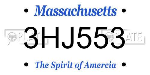 3HJ553 Massachusetts License Plate