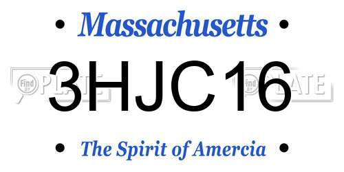 3HJC16 Massachusetts License Plate