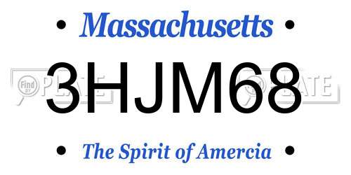 3HJM68 Massachusetts License Plate