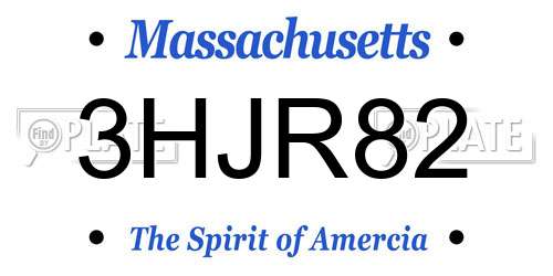 3HJR82 Massachusetts License Plate