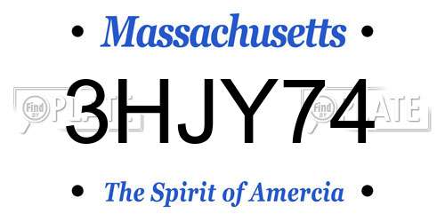 3HJY74 Massachusetts License Plate
