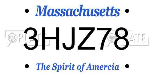 3HJZ78 Massachusetts License Plate