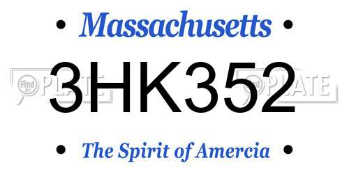 3HK352 Massachusetts License Plate
