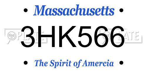 3HK566 Massachusetts License Plate