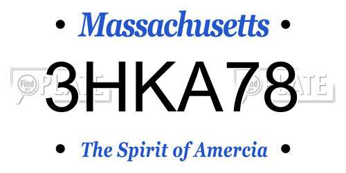 3HKA78 Massachusetts License Plate