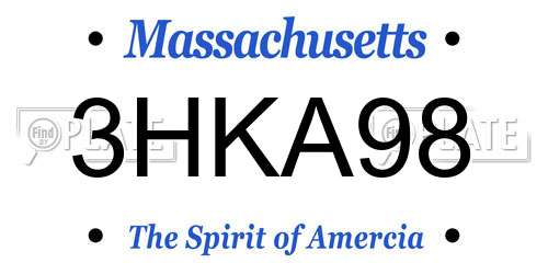 3HKA98 Massachusetts License Plate