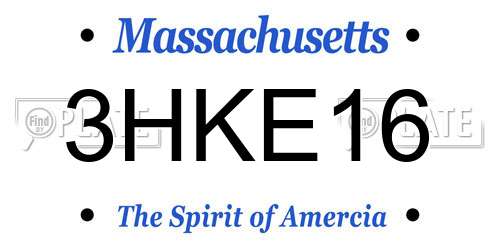 3HKE16 Massachusetts License Plate