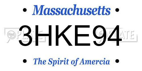 3HKE94 Massachusetts License Plate