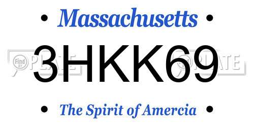 3HKK69 Massachusetts License Plate