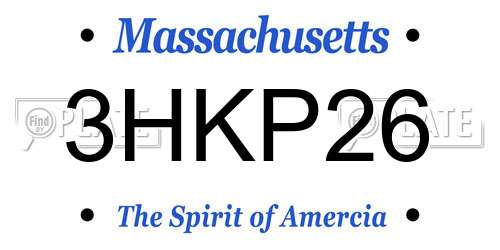 3HKP26 Massachusetts License Plate