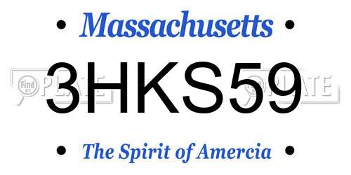 3HKS59 Massachusetts License Plate