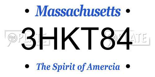3HKT84 Massachusetts License Plate