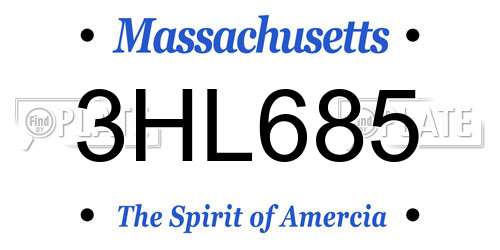 3HL685 Massachusetts License Plate