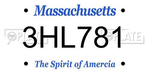 3HL781 Massachusetts License Plate