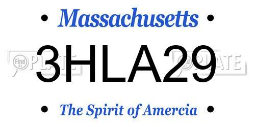 3HLA29 Massachusetts License Plate