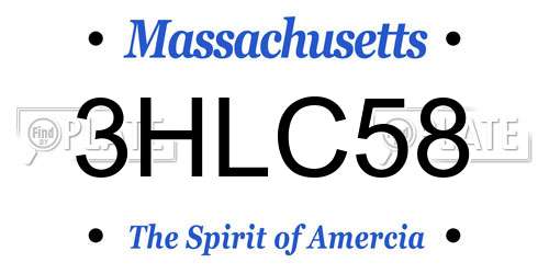 3HLC58 Massachusetts License Plate