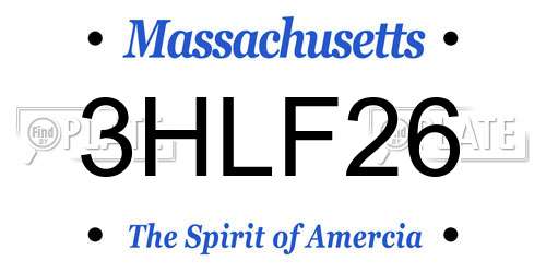 3HLF26 Massachusetts License Plate