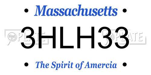 3HLH33 Massachusetts License Plate