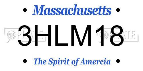 3HLM18 Massachusetts License Plate