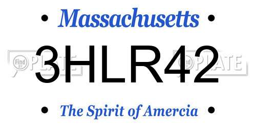 3HLR42 Massachusetts License Plate