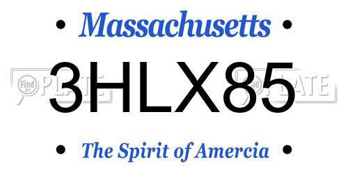 3HLX85 Massachusetts License Plate