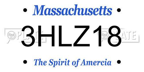 3HLZ18 Massachusetts License Plate
