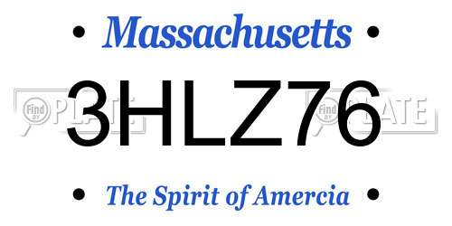 3HLZ76 Massachusetts License Plate