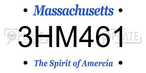 3HM461 Massachusetts License Plate