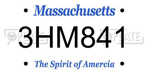 3HM841 Massachusetts License Plate