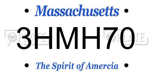 3HMH70 Massachusetts License Plate